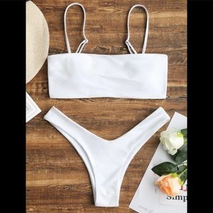 White high cut cheeky Bikini